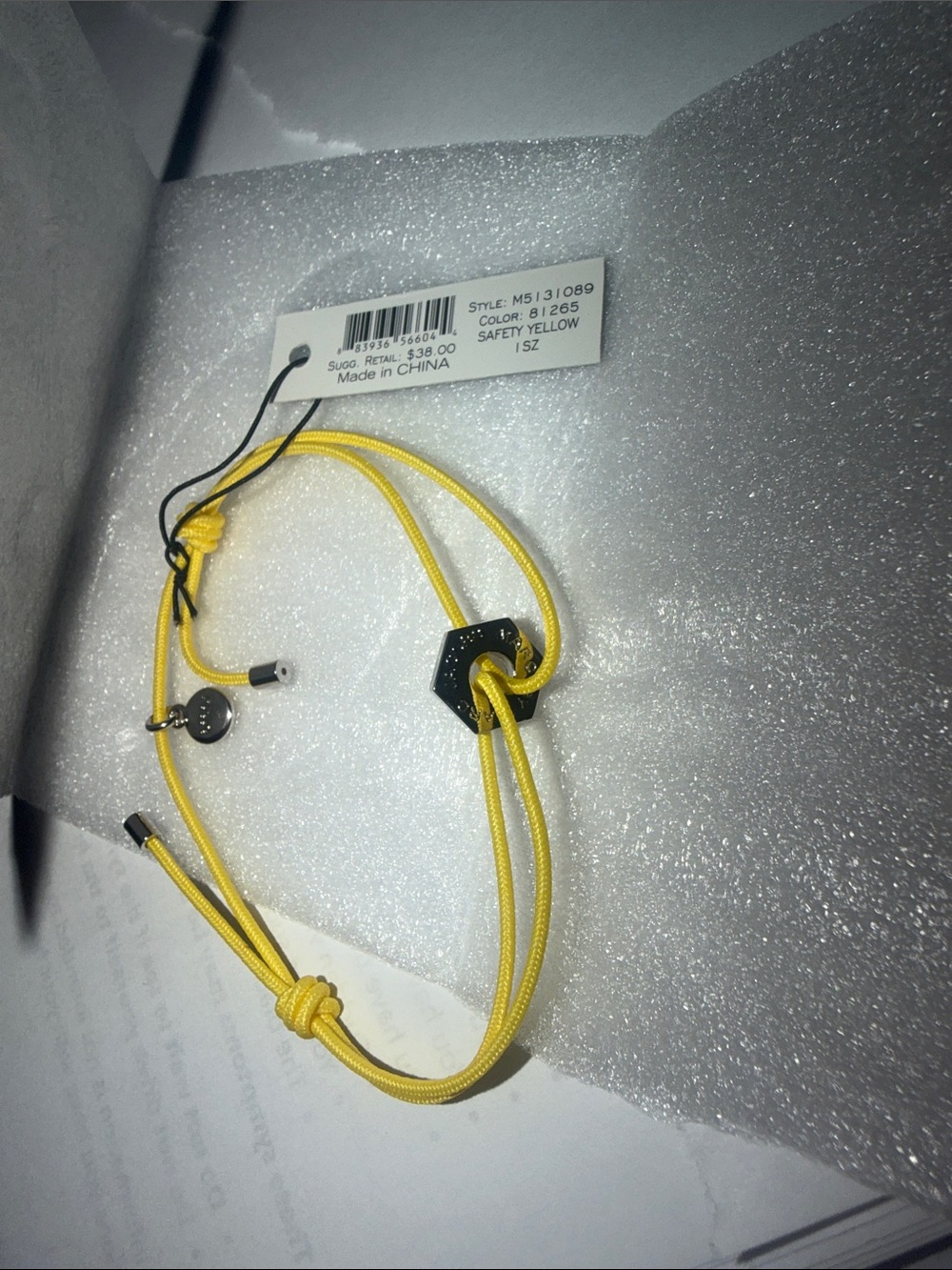 Marc Jacob’s Yellow Adjustable Cord Bracelet with Hex Accent - Brand
